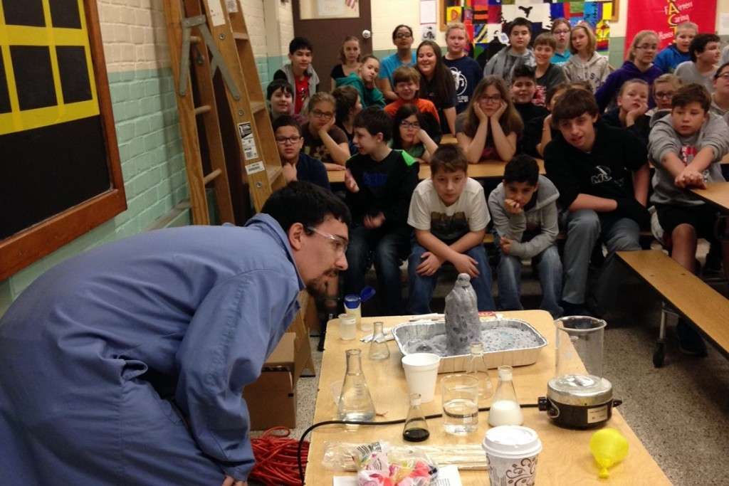 Chemical Engineering demonstrating experiment to kids