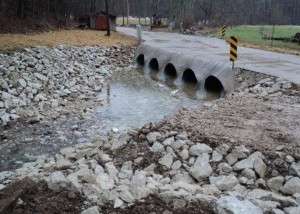 low water crossing engineered for oil and gas site in Tyler Co, WV