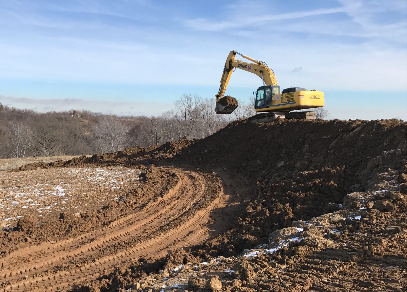 Initial site work for a new natural gas production pad.