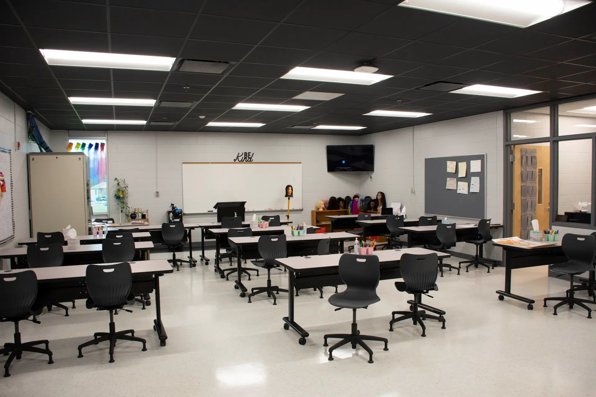 View of the cosmetology classroom.