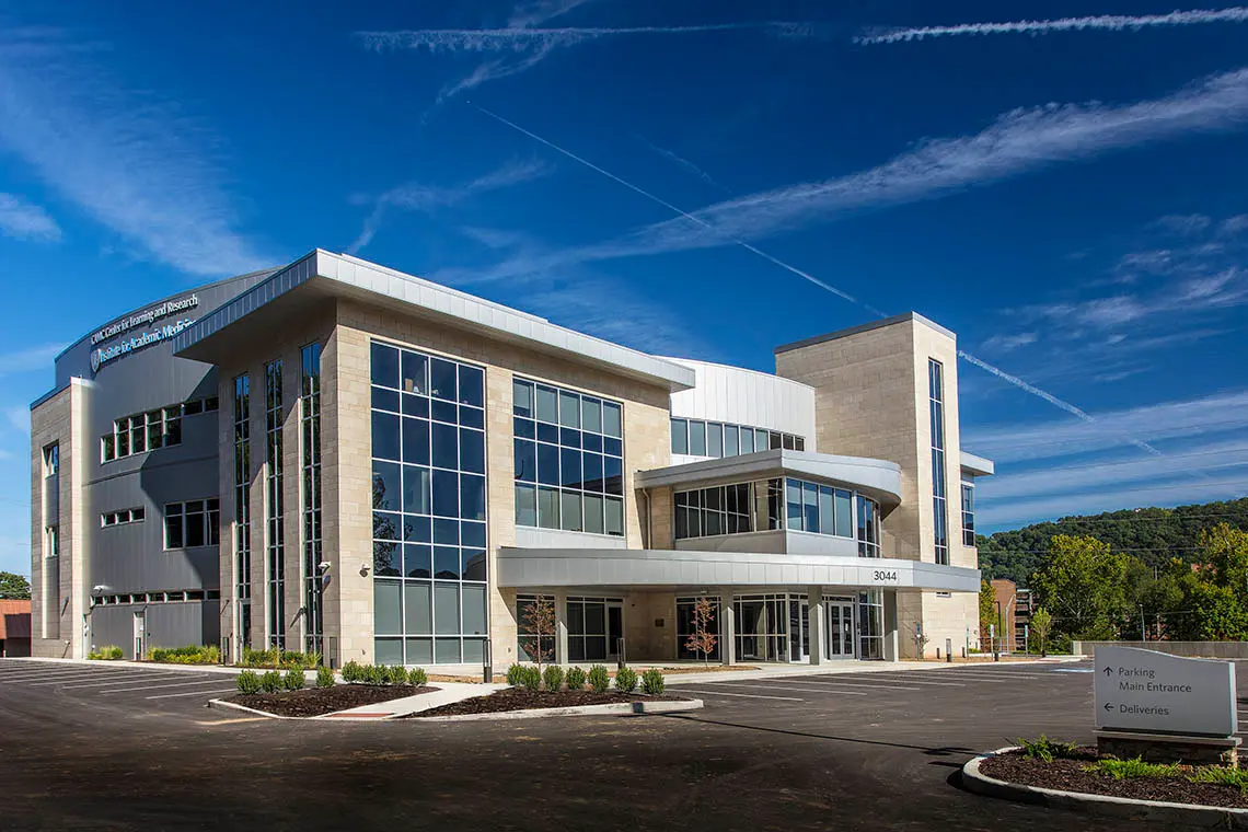 Exterior of the new CAMC Center for Research and Learning in Charleston, West Viriginia.