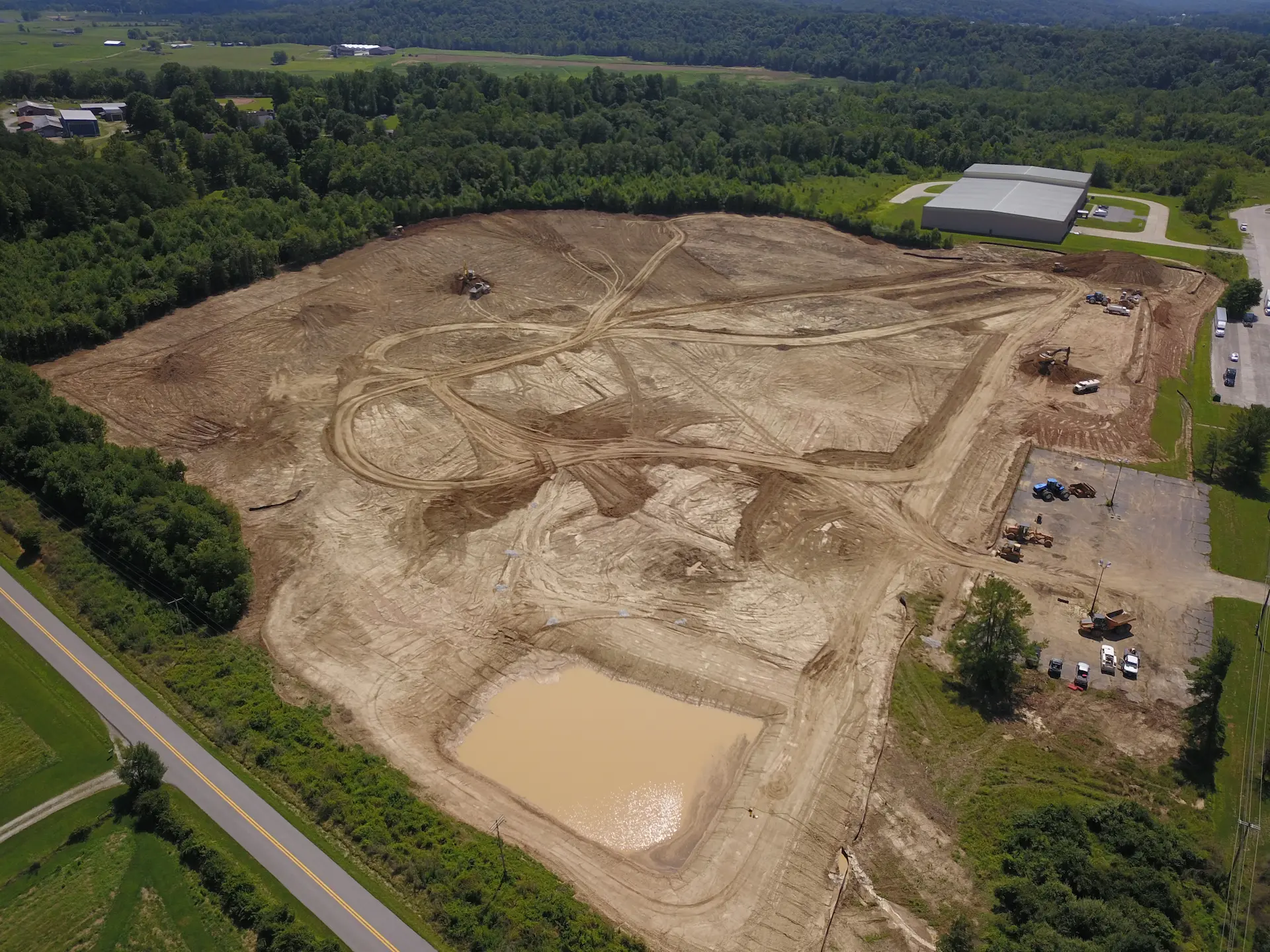 Drone view of site preparations