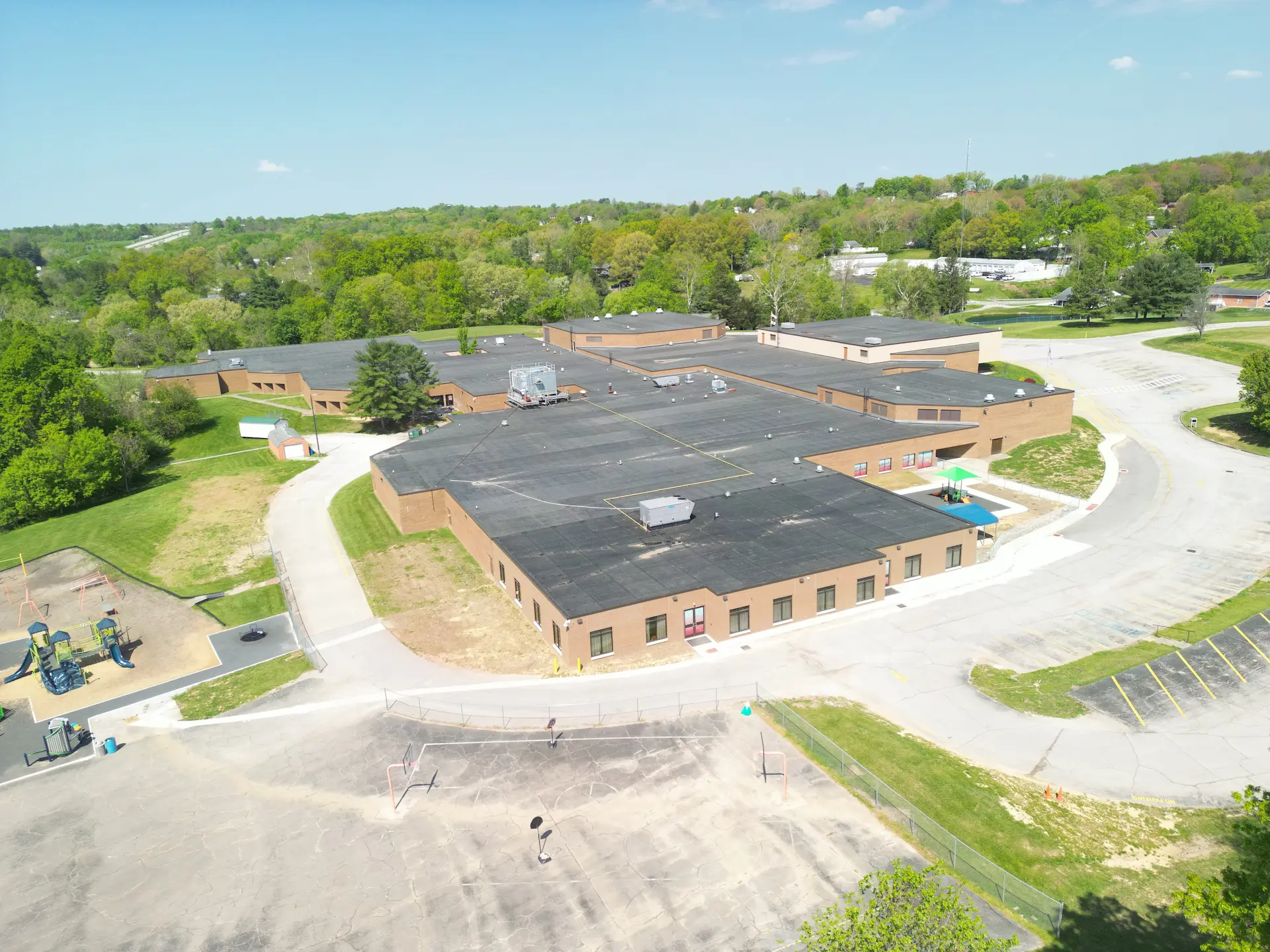 Aerial view of the new classroom addition