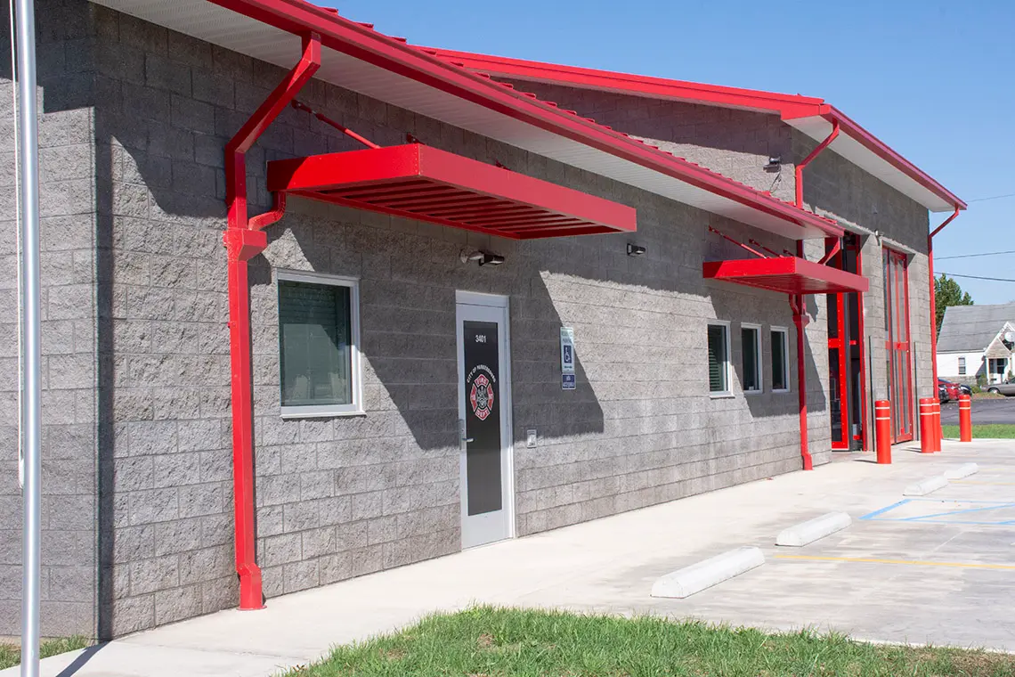 Entrance of the Emerson Avenue fire station in Parkersburg, WV.