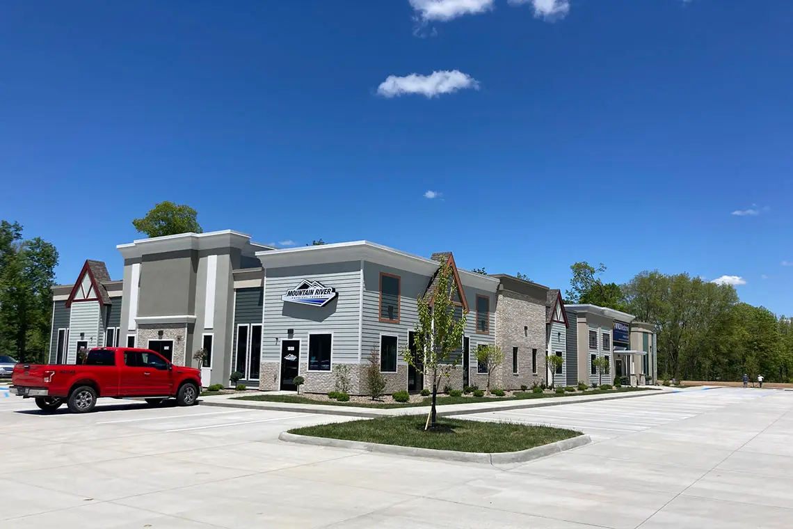 Front view of the new commercial building.