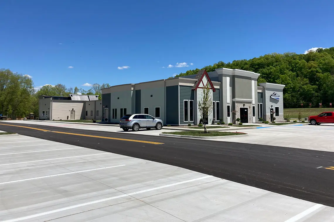 Back view of the new commercial building.