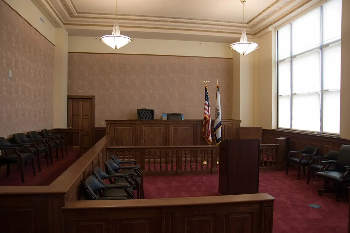 Renovated mock court room.