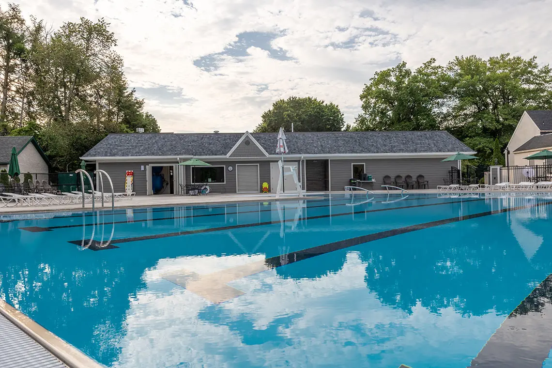 Renovated Parkersburg Country Club pool and pool house.