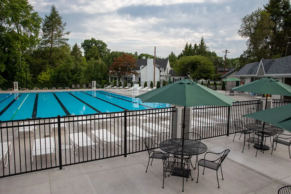 Additional outdoor seating area overlooking the pool.