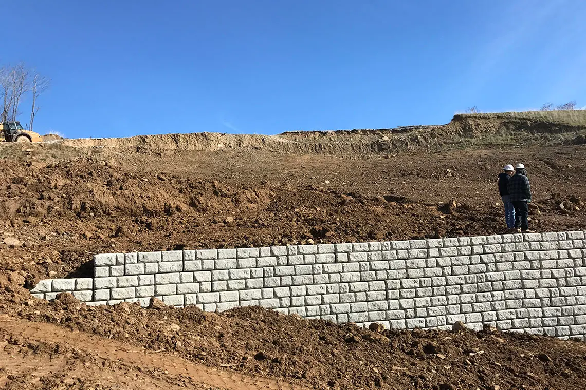 Retaining wall to minimize soil erosion and potential slips.