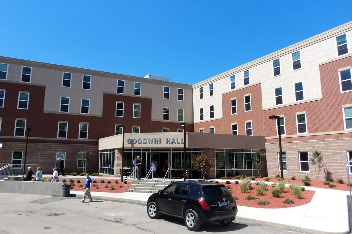 Main entrance to Goodwin Hall at Glenville State College.