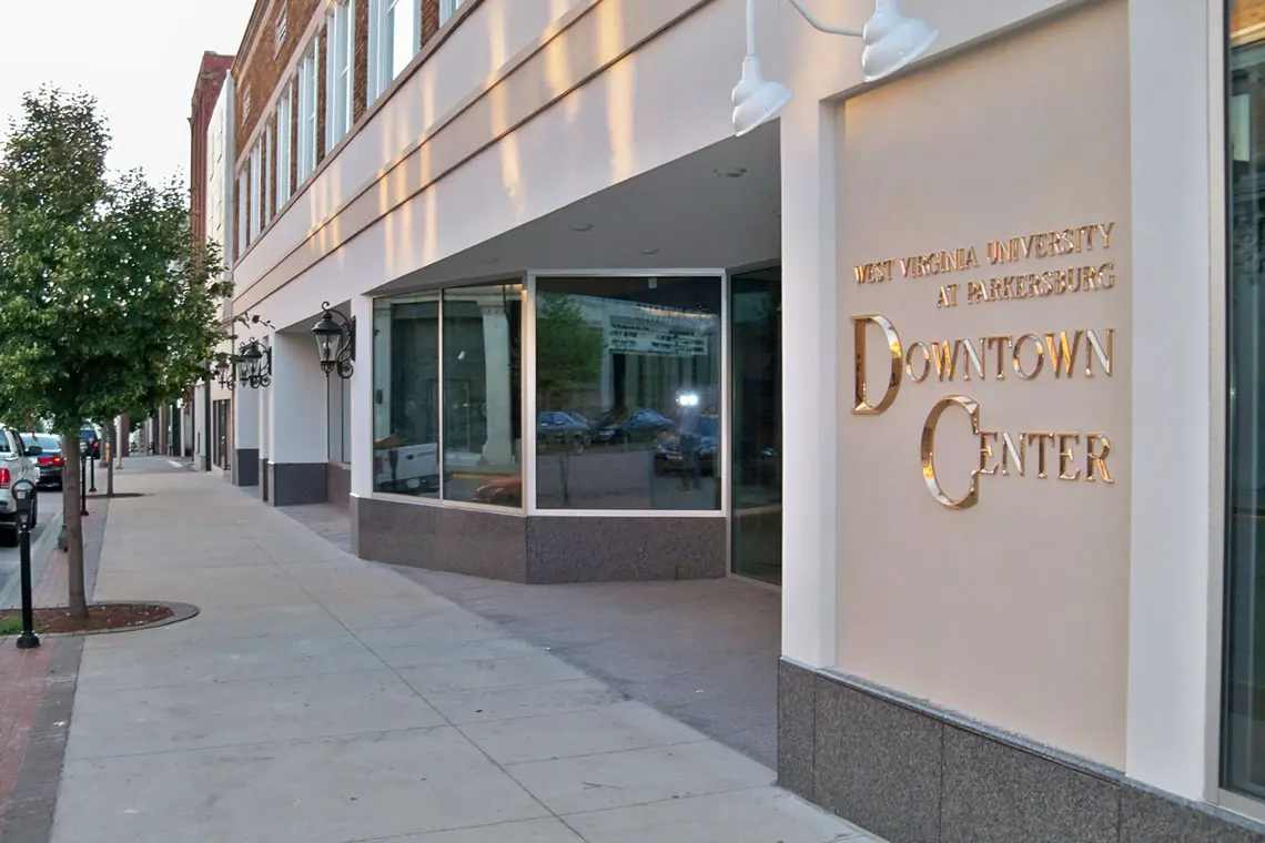 Sidewalk view of the renovated WVU-Parkersburg Downtown Center.