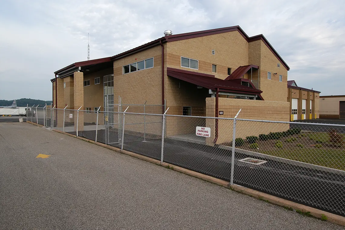 Front facade of the Fire, Crash, and Rescue station.