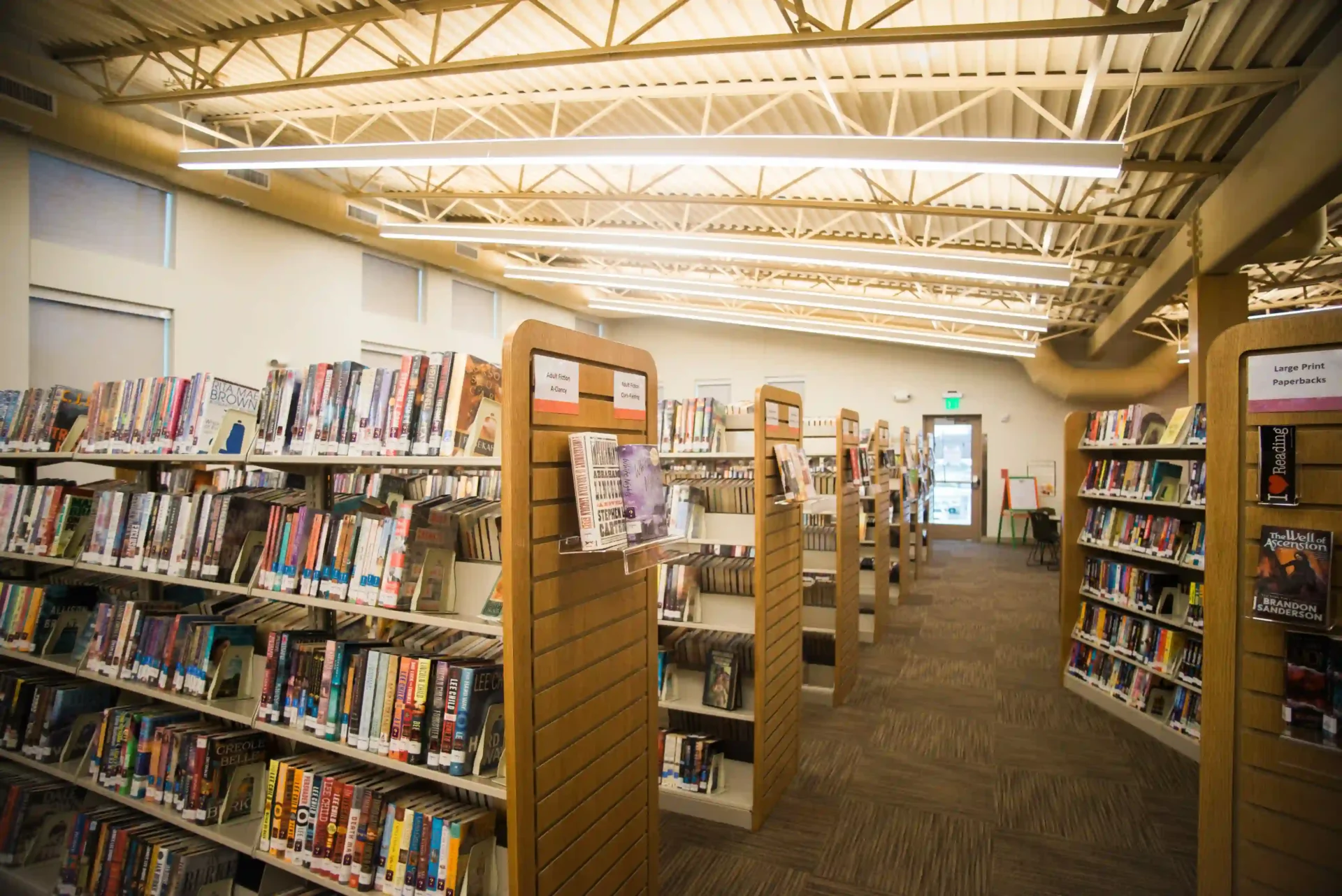 New lighting and book racks for the South Parkersburg Library.