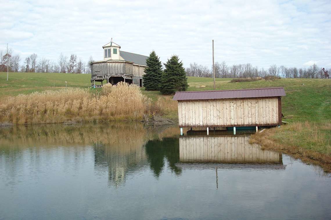 Lake and farm structure as part of a Phase I ESA study in Preston County, West Virginia.